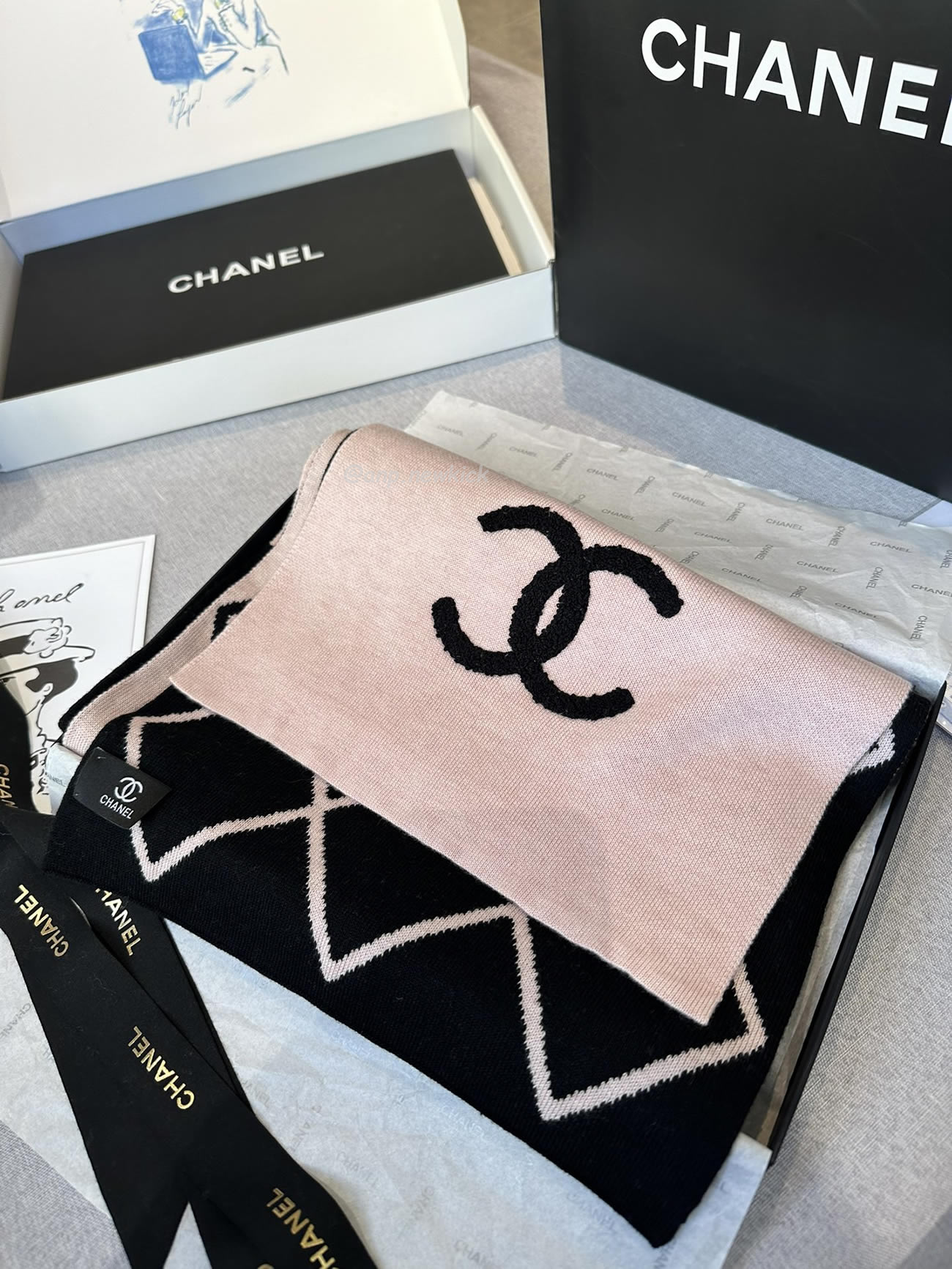 Chanel 2024 New 24b Cashmere Knitted Scarf 30x180cm (6) - newkick.org